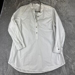 Caslon Popover Tunic Shirt Women 0X White Cotton Long Sleeve Henley (1622)